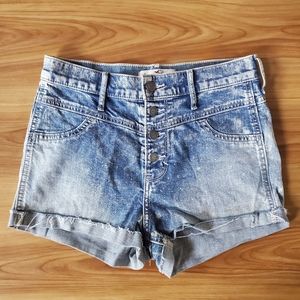 Hollister High Waisted Acid Wash Demin Shorts